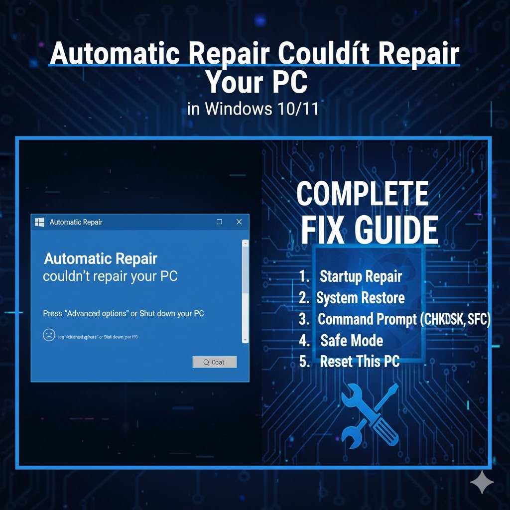 Automatic Repair Couldn’t Repair Your PC in Windows 1011 – Complete Fix Guide